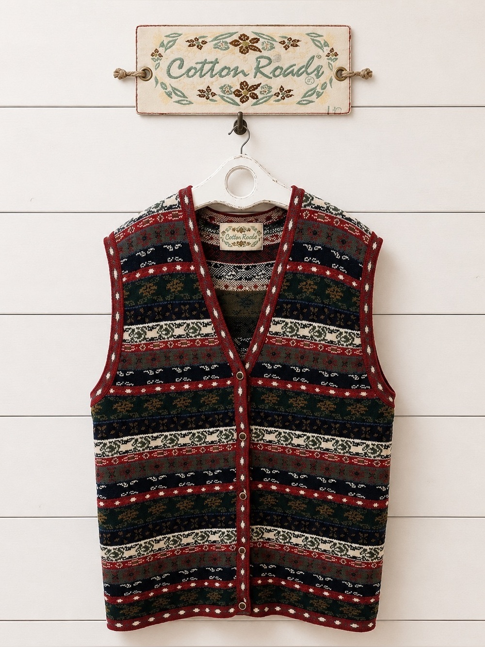 COTTON ROAD – Grandma Style Knit Vest (Size L)